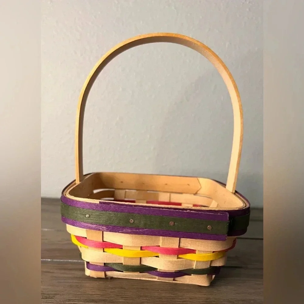 Longaberger 1998 Small Stained Easter‎ Basket, Easter Egg Liner, & Protector
